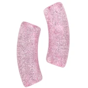 Cuentas tubo curvado 35x11 mm en acrílico transparente - Rosa Glitter Plateado x6