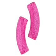 Cuentas tubo curvadas 32x8 mm acrilico transparente - Fucsia Glitter Plateado x6