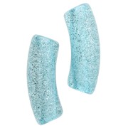 Cuentas de tubo curvadas 35x11 mm en acrílico transparente - Azul Glitter Plateado x6