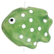 20x16 mm Cuenta pez de cerámica, lunares - Verde - Blanco x1