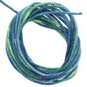 Cordón de poliéster trenzado y metálico 1,6 mm - Tie and Dye - Verde - Azul x2m