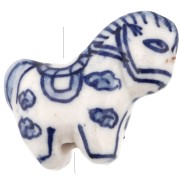 Cuenta de cerámica caballo 22x28 mm - Blanco - Azul x1|raw }}