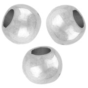 Cuentas redondas de acrílico metalizado CCB de 8 mm con agujero grande - Plateado x10