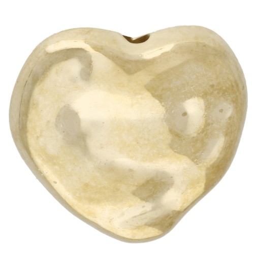 Cuentas con forma de corazón irregular martilladas, 13,5 x 14 mm, acrílico metalizado CCB - Dorado x8