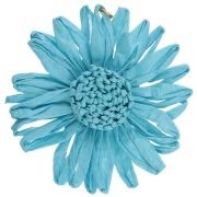 Colgantes flor de rafia 55 mm - Azul x2