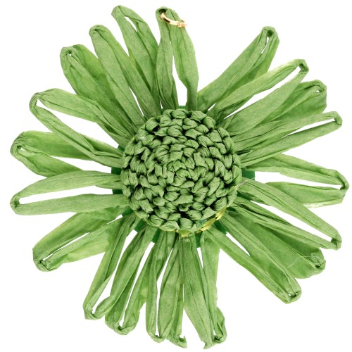 Colgantes flor de rafia 55 mm - Verde x2