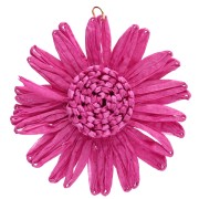 Colgantes flor de rafia 55 mm - Fucsia x2