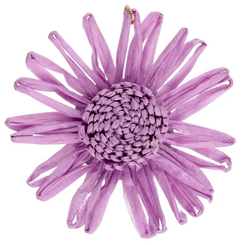 Colgantes flor de rafia 55 mm - Lila x2