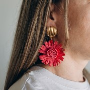Colgantes flor de rafia 55 mm - Lila x2