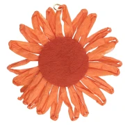 Colgantes flor de rafia 55 mm - Naranja x2