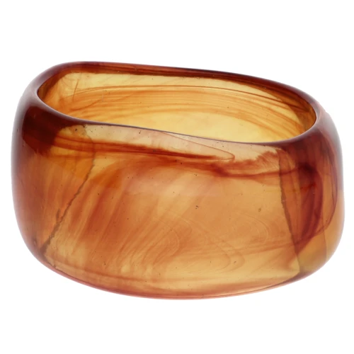 Pulsera de cuentas irregulares de acrílico opaco de 62 mm de grosor - Ámbar jaspeado x1