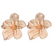 Pendientes flor 66x62 mm en acrílico y Cuentas - Marrón - Naranja x2
