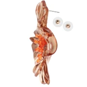 Pendientes flor 66x62 mm en acrílico y Cuentas - Marrón - Naranja x2