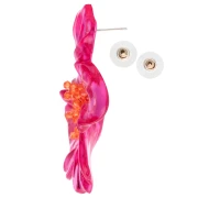 Pendientes flor 66x62 mm en acrílico y Cuentas - Rosa - Naranja x2