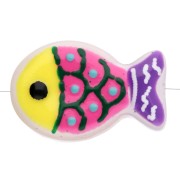 Cuenta pez de vidrio 20x13 mm - Amarillo fluorescente - Rosa fluorescente - Violeta x1