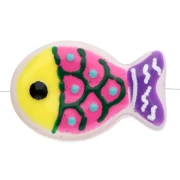 Cuenta pez de vidrio 20x13 mm - Amarillo fluorescente - Rosa fluorescente - Violeta x1