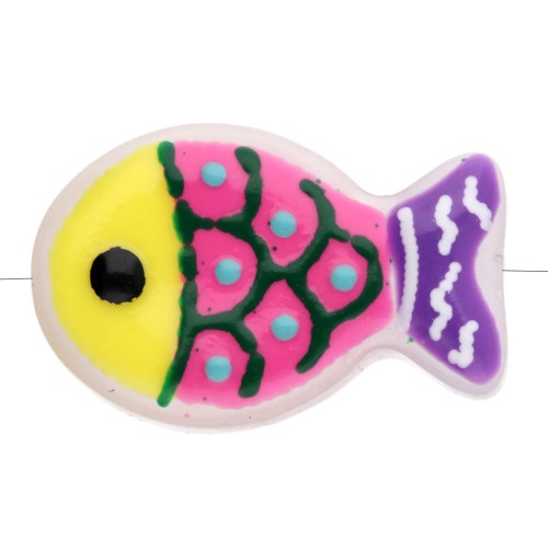 Cuenta pez de vidrio 20x13 mm - Amarillo fluorescente - Rosa fluorescente - Violeta x1