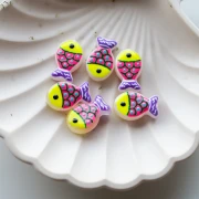 Cuenta pez de vidrio 20x13 mm - Amarillo fluorescente - Rosa fluorescente - Violeta x1