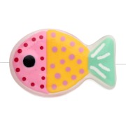 Cuenta pez de vidrio 20x13 mm - Lunares - Rosa - Naranja - Verde menta x1