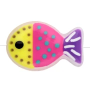 Cuenta pez de vidrio 20x13 mm - Lunares - Amarillo fluorescente - Rosa fluorescente - Violeta x1