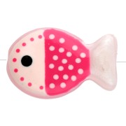 Cuenta pez de vidrio 20x13 mm - Lunares - Nude - Rosa coral fluorescente - Blanco x1