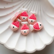 Cuenta pez de vidrio 20x13 mm - Lunares - Nude - Rosa coral fluorescente - Blanco x1
