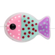 Cuenta pez de vidrio 20x13 mm - Lunares - Rosa - Verde menta - Violeta x1