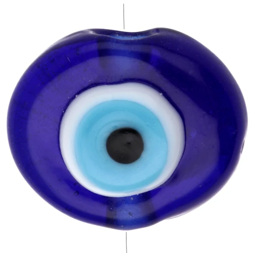 Cuenta de vidrio ovalada irregular 21x17 mm - motivo ojo - Azul oscuro - Azul cielo x1