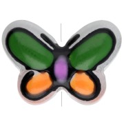 Cuenta mariposa de vidrio 14x10 mm - Verde - Naranja - Lila x1