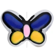 Cuentas de vidrio mariposa 14x10 mm - Azul - Amarillo - Rosa x1