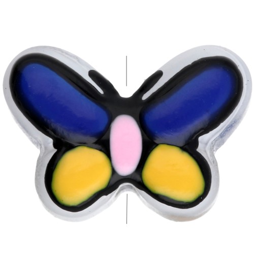 Cuentas de vidrio mariposa 14x10 mm - Azul - Amarillo - Rosa x1