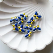 Cuentas de vidrio mariposa 14x10 mm - Azul - Amarillo - Rosa x1