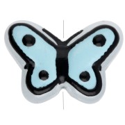 Cuentas de vidrio mariposa 14x10 mm - Azul cielo - Negro x1