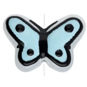 Cuentas de vidrio mariposa 14x10 mm - Azul cielo - Negro x1