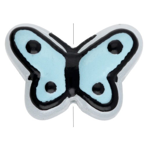 Cuentas de vidrio mariposa 14x10 mm - Azul cielo - Negro x1