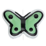 Cuentas de vidrio mariposa 14x10 mm - Verde salvia - Negro x1