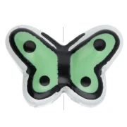 Cuentas de vidrio mariposa 14x10 mm - Verde salvia - Negro x1