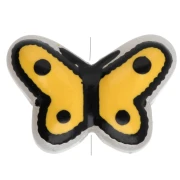 Cuentas de vidrio mariposa 14x10 mm - Amarillo - Negro x1