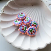 Cuenta de vidrio aplanada redonda 20 mm - Cereza - Lila - Naranja - Roja x1