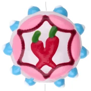 Cuenta de vidrio aplanada redonda 20 mm - motivo guindilla - Rosa - Azul cielo - Rojo x1