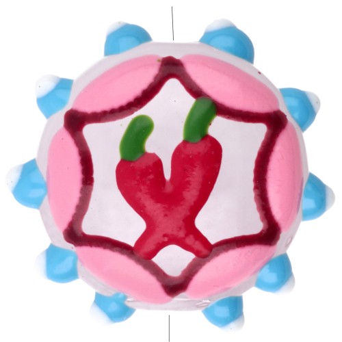 Cuenta de vidrio aplanada redonda 20 mm - motivo guindilla - Rosa - Azul cielo - Rojo x1