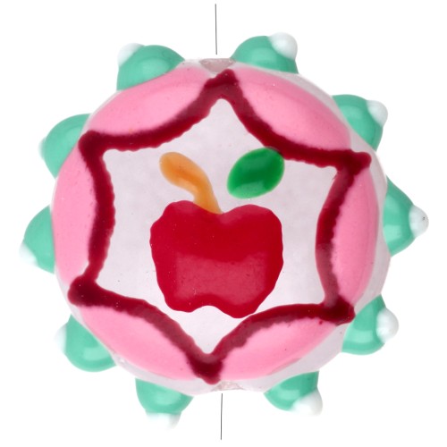 Cuenta redonda de vidrio aplanado 20 mm - Manzana - Rosa - Verde agua - Rojo x1