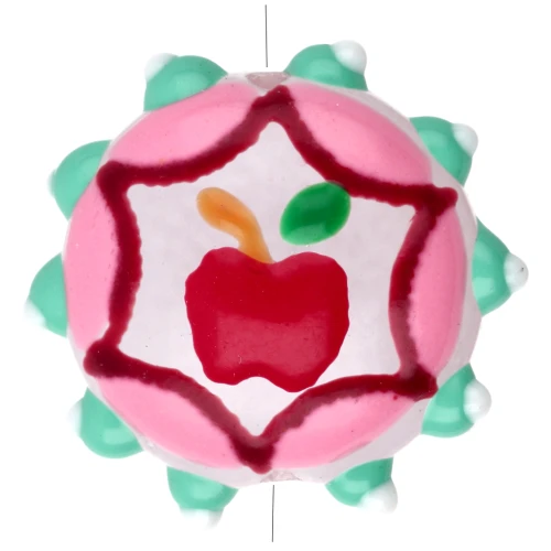 Cuenta redonda de vidrio aplanado 20 mm - Manzana - Rosa - Verde agua - Rojo x1