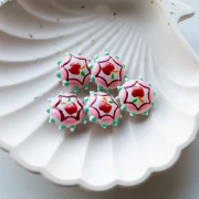 Cuenta redonda de vidrio aplanado 20 mm - Manzana - Rosa - Verde agua - Rojo x1