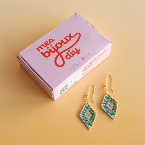 Mis joyas DIY - Kit de pendientes Miyuki con punto de ladrillo - Versión verde