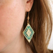 Mis joyas DIY - Kit de pendientes Miyuki con punto de ladrillo - Versión verde