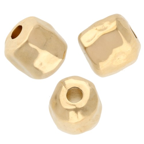 Cuentas tubulares irregulares martilladas 5,5x5 mm - Doradas con oro fino x5
