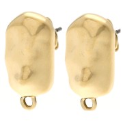 Pendientes Martillados Rectángulo Irregular 20.5x11 mm - Dorado fino x2