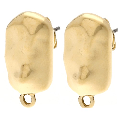 Pendientes Martillados Rectángulo Irregular 20.5x11 mm - Dorado fino x2