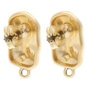 Pendientes Martillados Rectángulo Irregular 20.5x11 mm - Dorado fino x2